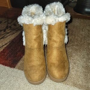 Guess Light Brown Faux-Fur Heeled Ankle Boots